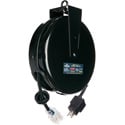 Stage Ninja STX-20-1 Retractable Power Reel With Single-Tap Head and Circuit Breaker (12/3 AWG) - Black - 20 Foot