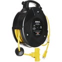 Stage Ninja STX-40-3 Retractable Power Reel With 3-Tap Head and Circuit Breaker (12/3 AWG) - Yellow - 40 Foot