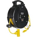 Photo of Stage Ninja STX-50-3 Retractable Power Reel with 3-Tap Head and Circuit Breaker (14/3 AWG) - Yellow - 50 Foot