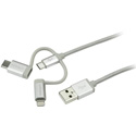Photo of StarTech LTCUB1MGR 1m USB Multi-Charging Cable - Lightning USB-C Micro-USB