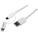 Photo of Startech LTUB1MWH 1m Lightning or Micro USB to USB Cable - White