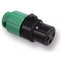 Photo of Switchcraft AAA3FBGGLP Low Profile 3 Position Female XLR Connector - Black with Green Back