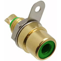 Photo of Switchcraft BPJF06AU RCA Front Mount Jack - Female to Solder Rear - Gold / Green