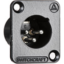 Photo of Switchcraft DE3MB 3-Pin XLR Male Panel/Chassis Mount Connector - Black