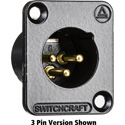 Photo of Switchcraft DE4MBAU 4-Pin XLR Male Panel/Chassis Mount Connector - Black/Gold