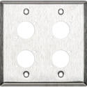 Switchcraft WP2S4 Wall Plate - 2 Gang - 4 E/EH Connector Hole - Non-Threaded Mounting Holes - Stainless Steel Finish