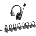 Synco XTalk X9 Wireless Intercom System Including Nine Single-Ear Headsets with Internal Lithium Ion Batteries - 2.4 GHz