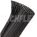 Photo of Techflex F6F2.00 2-Inch Flexo F6 Flame Retardant Self Wrapping Split Braided Sleeving - Black/White Tracer - 150-Foot