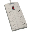 Tripplite TLP808 8-Outlet Surge Protector - Right-Angle Plug/1440 Joules/Diagnostic LEDs/Light Gray Housing - 8 Foot