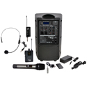 Galaxy Audio TQ8X-GTU-SHP5AB QUEST 8 Portable Wireless PA System with Wireless Handheld & Headset - 470-530 MHz