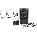 Galaxy Audio TQ8X-GTU QUEST 8 Battery Powered Portable Wireless PA System with 2 Wireless Headsets - 470-530 MHz