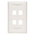 Tripp Lite N042-001-04-WH 4-Port Quad Outlet RJ45 Universal Keystone Face Plate / Wall Plate White