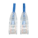 Photo of Tripp Lite N201-S01-BL Cat6 Gigabit Snagless Molded Slim UTP Patch Cable (RJ45 M/M) Blue 1 foot