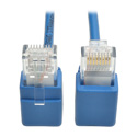 Tripp Lite N201-SR1-BL Cat6 Gigabit Snagless Molded Slim UTP Patch Cable - Right-Angle Connectors (RJ45 M/M) Blue 1 foot