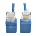 Photo of Tripp Lite N201-SR2-BL Cat6 Gigabit Snagless Molded Slim UTP Patch Cable - Right-Angle Connectors (RJ45 M/M) Blue 2 foot