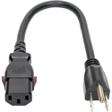 Photo of Tripp Lite P006-L01 Computer Power Cord NEMA 5-15P to Locking C13 - 10A/125V 18 AWG - 1 Foot - Black