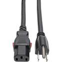 Tripp Lite P007-L03 Computer Power Cord - NEMA 5-15P to Locking C13 - Heavy-Duty 15A 125V 14 AWG - Black - 3 Foot