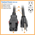 Photo of Tripp Lite P007-L06 Power Extension Cord - 5-15P to Locking C13 Male/Female - 14 AWG / 15A - 6 Foot