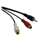 Tripp Lite P315-06N 3.5 mm Mini Stereo to 2 RCA Audio Y Splitter Adapter Cable (M/F) 6 in.