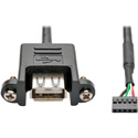 Tripp Lite U024-003-5P-PM USB 2.0 Hi-Speed Panel Mount Cable 5-Pin Motherboard IDC to USB Type-A (F/F) 3 Feet