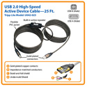 Tripp Lite U042-025 High-Speed USB2.0 A/B Active Device Cable (A Male to B Male) - 25 Foot