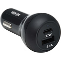 Tripp Lite U280-C02-39W-1B USB Car Charger Dual-Port 39W - USB-C 27W - USB-A 12W