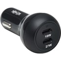 Tripp Lite U280-C02-45W-2B USB Car Charger Dual-Port 45W USB-C 27W and 18W - Black