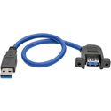 Photo of Tripp Lite U324-001-APM USB 3.0 SuperSpeed Panel-Mount Type-A Extension Cable (M/F) 1 Foot