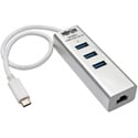 Tripp Lite U460-003-3A1G Portable USB 3.1 Gen 1 Gigabit Ethernet Adapter with 3-Port Hub Aluminum