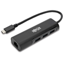 Tripp Lite U460-003-3A1GB 3-Port USB-C 3.0 Hub with LAN Port - Black