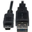Tripp Lite UR030-06N Universal Reversible USB 2.0 Hi-Speed Cable (Reversible A to 5Pin Mini B M/M) 6-in.