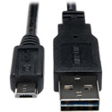 Tripp Lite UR050-001 Universal Reversible USB 2.0 Hi-Speed Cable (Reversible A to 5Pin Micro B M/M) 1 Feet