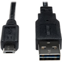 Tripp Lite UR050-001-24G Universal Reversible USB 2.0 Hi-Speed Cable 28/24 AWG (Reversible A to 5Pin Micro B M/M) 1 Feet