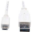 Tripp Lite UR050-003-WH Universal Reversible USB 2.0 Hi-Speed Cable (Reversible A to 5Pin Micro B M/M) White 3 Feet