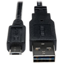 Tripp Lite UR050-06N Universal Reversible USB 2.0 Hi-Speed Cable (Reversible A to 5Pin Micro B M/M) 6-in.