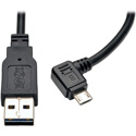 Tripp Lite UR05C-003-RB Dedicated Reversible USB Charging Cable (Reversible A to Right Angle 5-Pin Micro B) Black 3 Feet