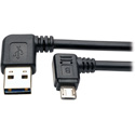 Tripp Lite UR05C-003-RARB Reversible USB Charging Cable (Right Angle A to Right Angle 5-Pin Micro B) Black 3 Feet