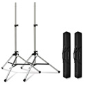 Photo of Ultimate Support TS80T-2 Speaker Stand Kit - Two TS-80S Silver Stands with Two BAG90 Tote Bags