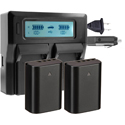VidPro Power2000 Model BLX-12BC Power Kit - 2 Rechargeable BLX-1 Li-Ion Batteries + Dual LCD Charger for Olympus OM-1
