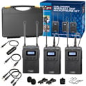 Vidpro XM-WTTR Dual Channel UHF Wireless Lavalier Microphone Set with 2 Transmitters and 1 Receiver