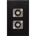 Photo of My Custom Shop WPBA-1104 1-Gang Black Anodized Wall Plate with 2 NEUTRIK 12G-SDI Recessed BNC Barrels
