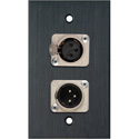 Photo of My Custom Shop WPBA-1113-COMBO 1-Gang Black Anodized Wall Plate w/ Neutrik Single 3-Pin XLR-M & Single XLR-F