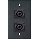 Photo of My Custom Shop WPBA-1124 1-Gang Black Anodized Wall Plate w/ Two 4-Pole speakON Male Connectors