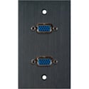 Photo of My Custom Shop WPBA-1137 1-Gang Black Anodized Wall Plate w/ 2 HD 15-Pin Female Rear Solder Connectors