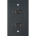 Photo of My Custom Shop WPBA-1139 1-Gang Black Anodized Wall Plate w/ Two VGA HD 15-Pin Female Barrels