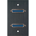 Photo of My Custom Shop WPBA-1151 1-Gang Black Anodized Wall Plate w/ Two 25-Pin D-Sub Female Barrels