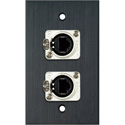 Photo of My Custom Shop WPBA-1166 1-Gang Black Anodized Wall Plate w/ 2 NEUTRIK RJ45 To Rear Krone Connectors