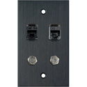 Photo of My Custom Shop WPBA-1184 1-Gang Black Anodized Wall Plate w/ 2- RJ45 Barrels & 2- F Coax Barrels