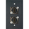 Photo of My Custom Shop WPBA-1200 1-Gang Black Anodized Wall Plate with (2) HDMI 2.0 Feedthru