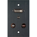 Photo of My Custom Shop WPBA-1208 1-Gang Black Anodized Wall Plate w/ 1 DVI-29 1 3.5mm TRS FT & 2 RCA FT